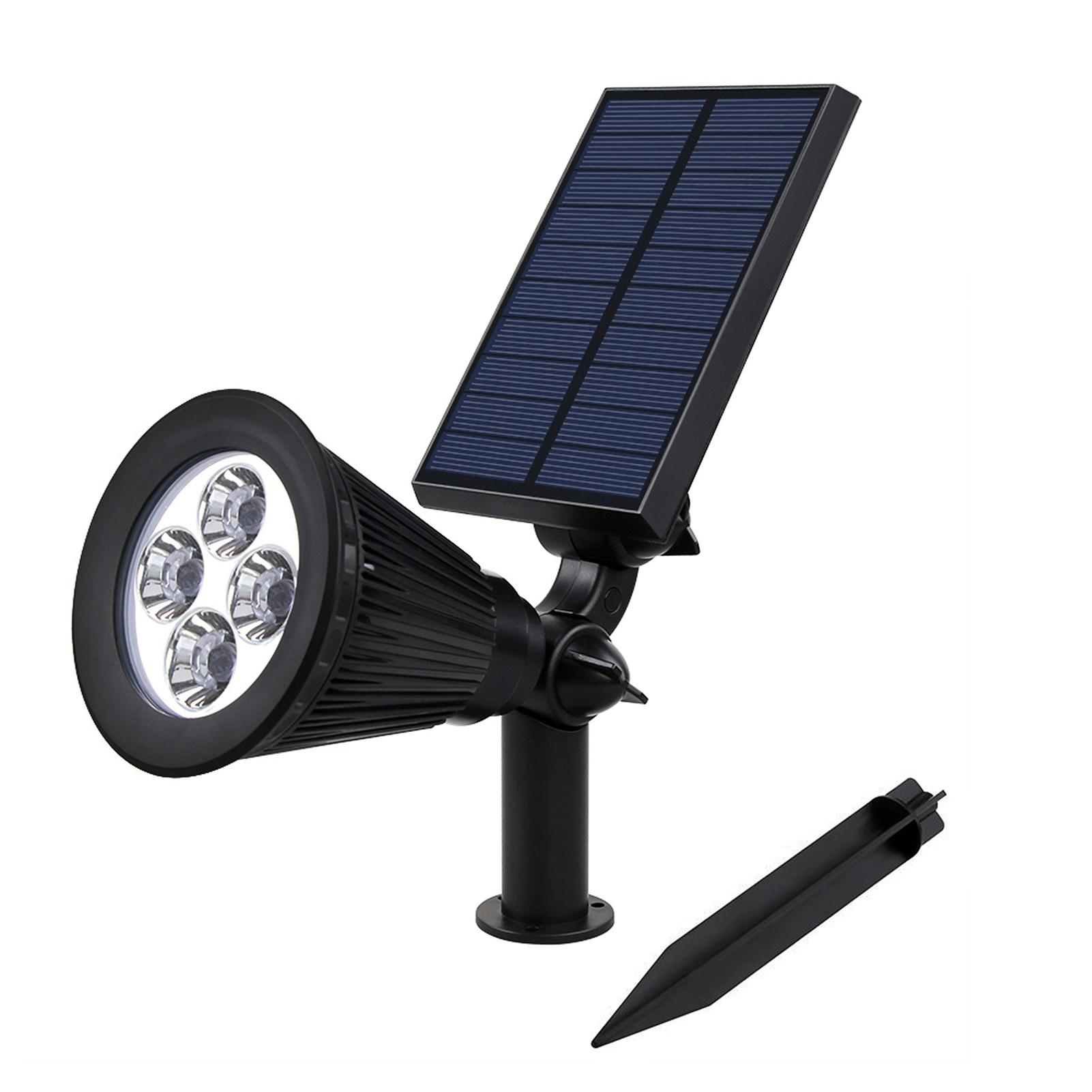 Đèn Led 4 bóng chiếu sáng chống thấm trong và ngoài bằng năng lượng mặt trời - màu đen- ánh sáng trắng