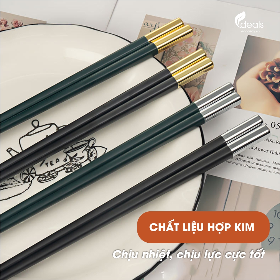 Set 10 đôi đũa hợp kim Ecodeals Habo - Sợi thủy tinh &amp; hợp kim cao cấp
