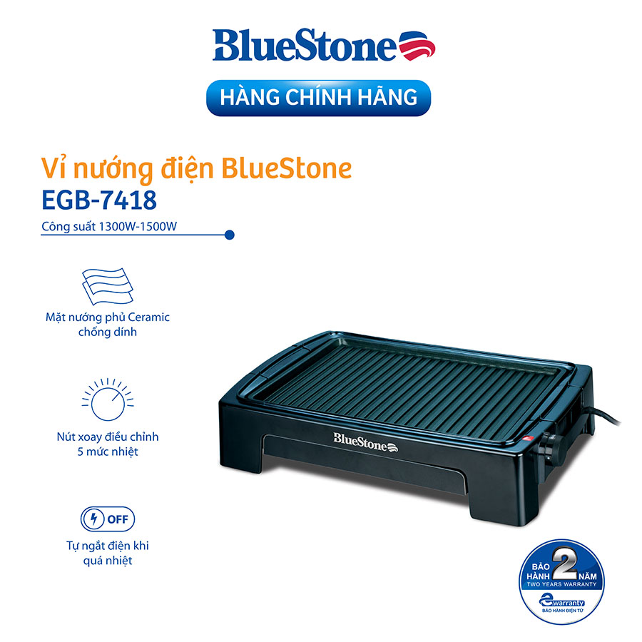 Vỉ nướng điện BlueStone EGB-7418 - Hàng chính hãng