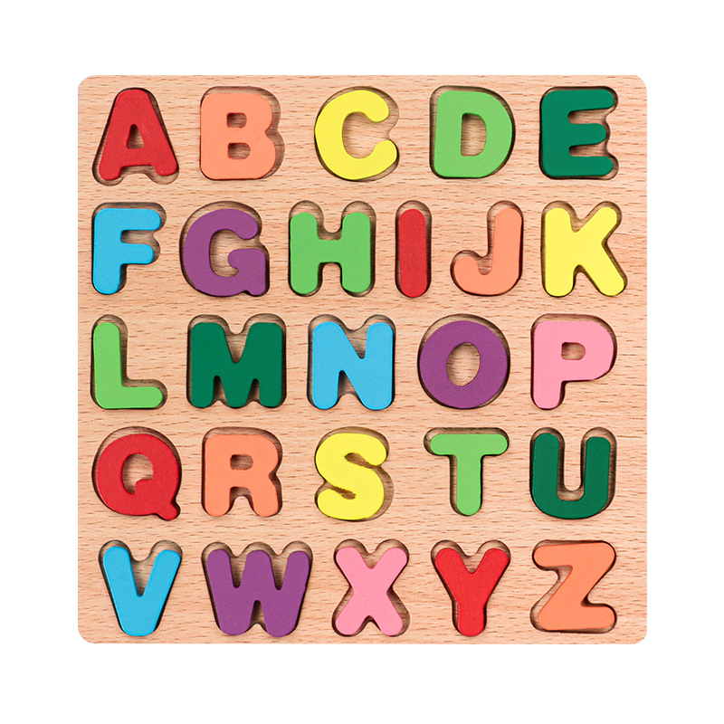 Đồ Chơi Gỗ Cho Bé, Bảng Gỗ Nổi Vuông 20x20cm, Bảng Chữ Cái, Số Và Hình, Đồ Chơi Giáo Dục Sớm