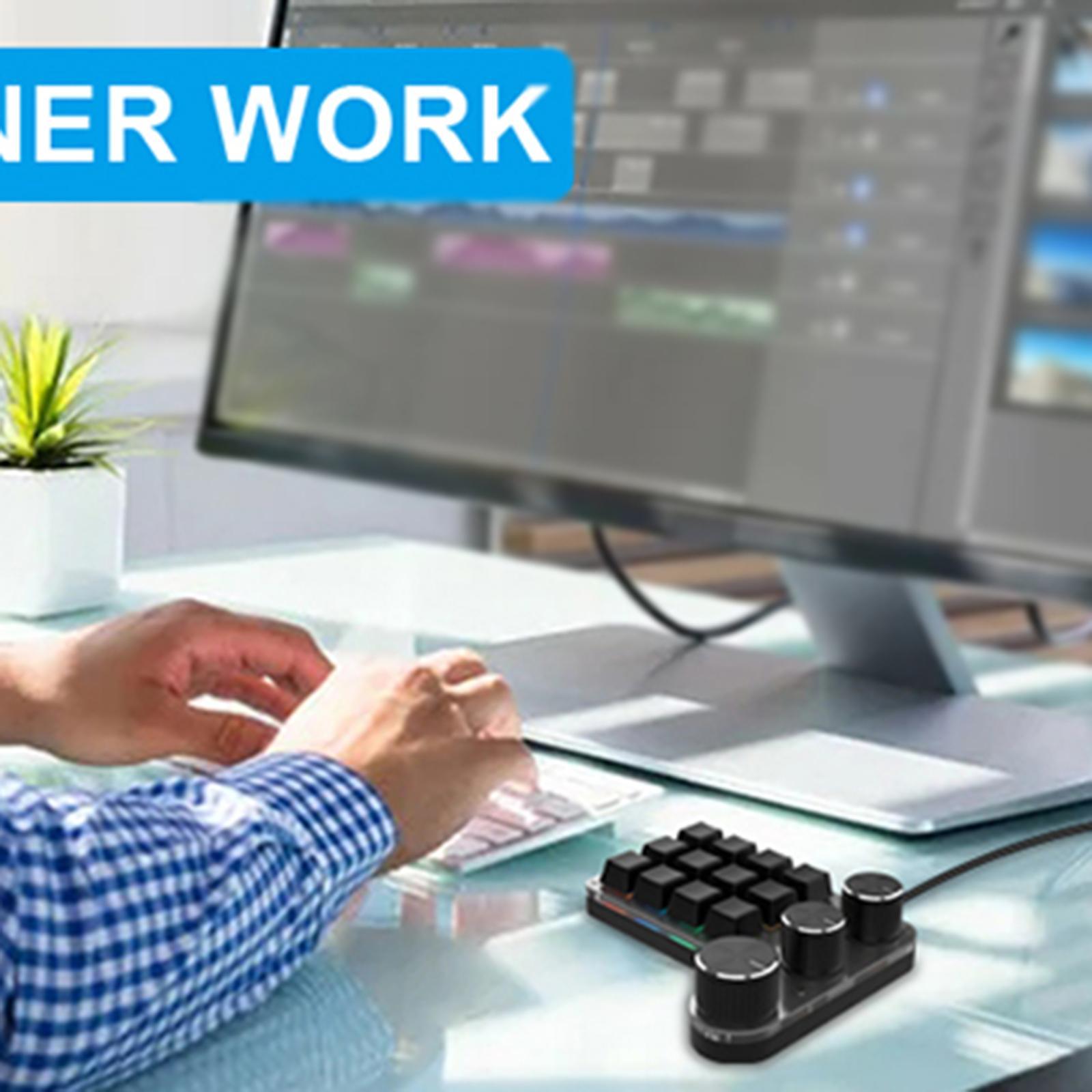 Portable Numeric Keypad 9 Keys 3 Knob Program RGB for PC Laptop Tablet