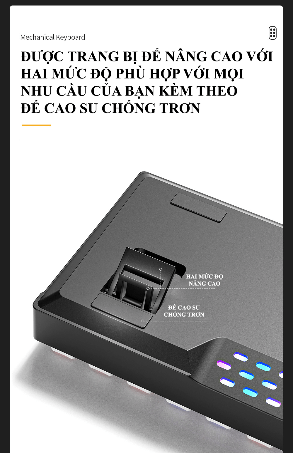 Bàn phím cơ Blue KA6406 với thiết kế mini size vô cùng nhỏ gọn kèm theo đèn led RGB- JL