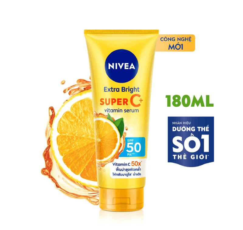 Serum Dưỡng Thể &amp; Chống Nắng SPF50 PA+++ NIVEA Vitamin Super C+ (180 ml) - 98448