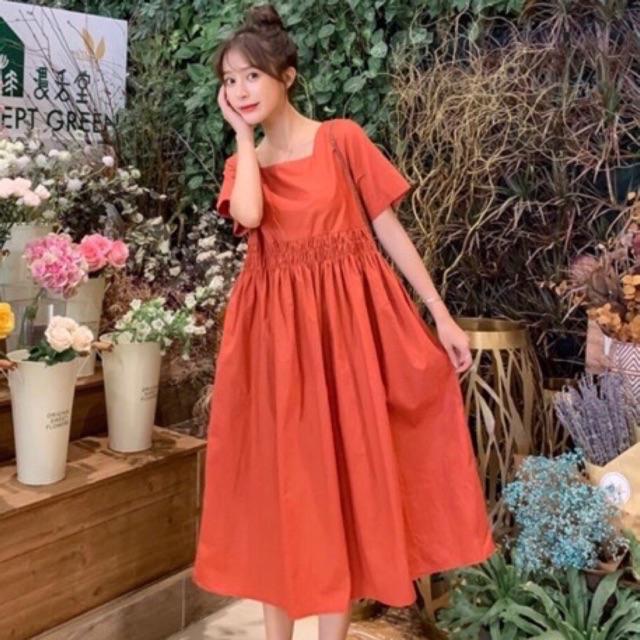 Đầm Babydoll Dài Nơ  Sau Form Rộng Nhiều Màu