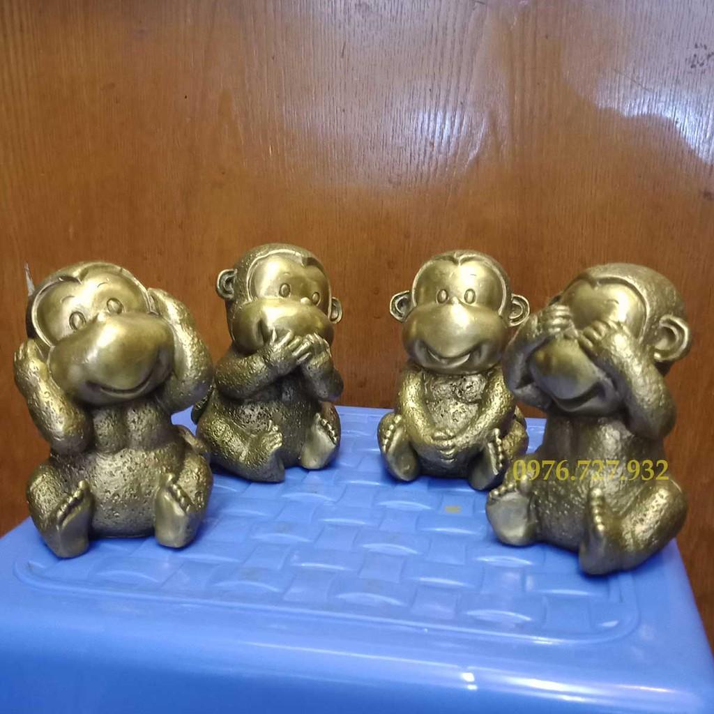 Bộ tượn 4 con khỉ cao 10cm, tứ đại giai không, tượng 4 không