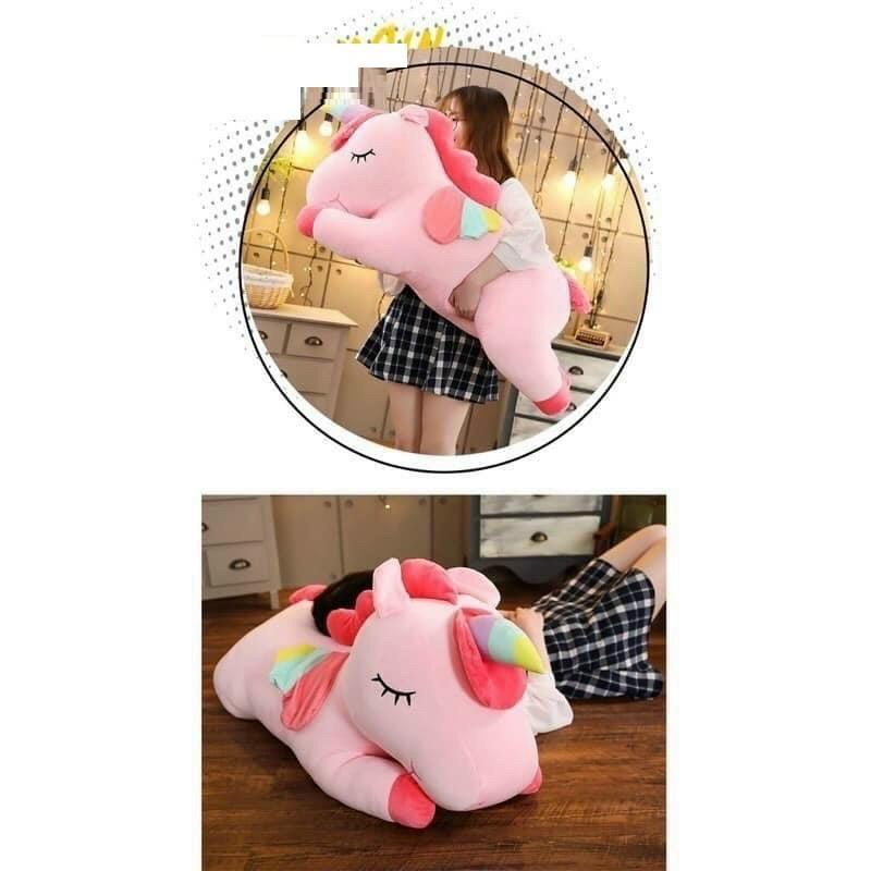 Gấu Bông Ngựa Pony TINO Kì Lân Hồng 1 Sừng Unicornsize to 100-120cm
