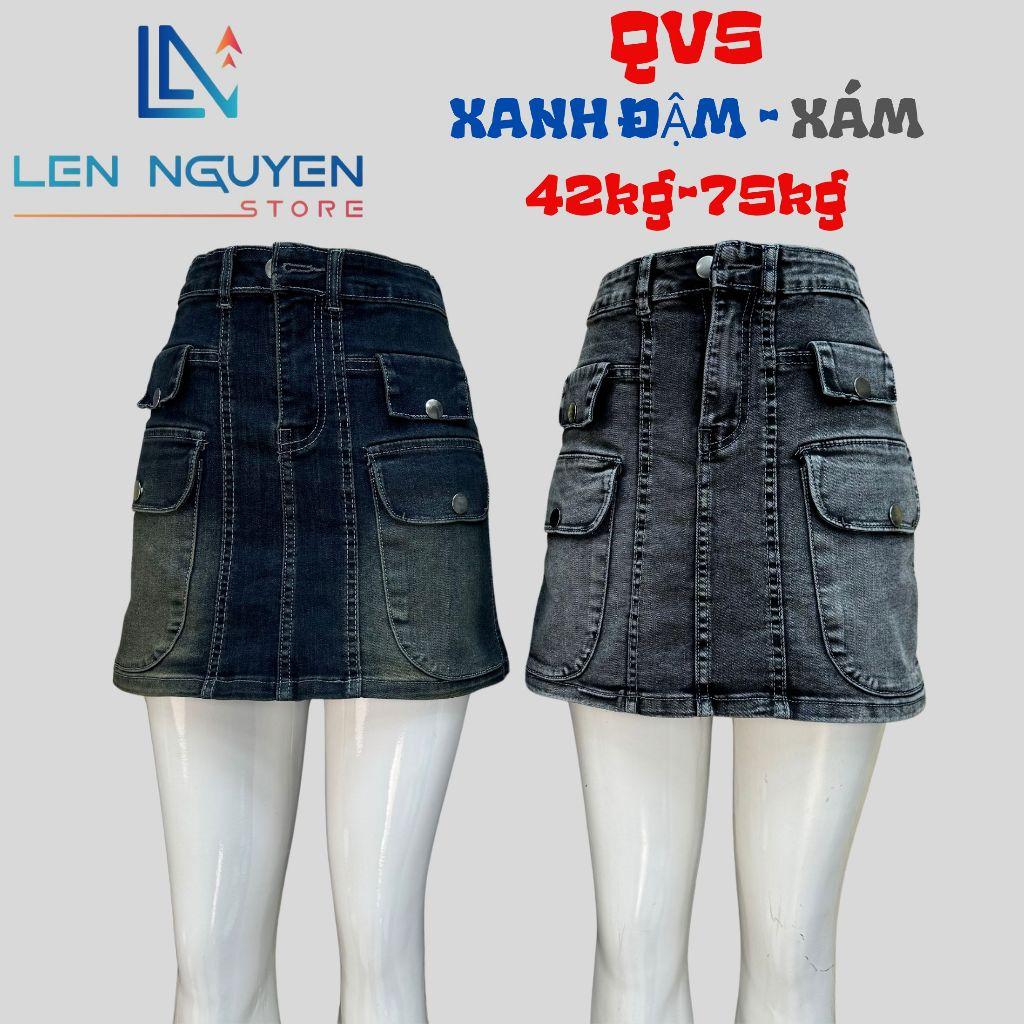 QV5_Quần jean nữ, quần váy, lưng cao, quần bò nữ dáng ôm, quần rin nữ có big size, cho 42kg đến 75kg,LEN NGUYEN STORE - Xanh Đậm