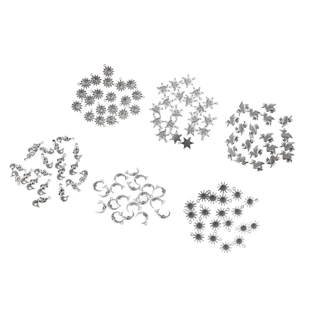20 Pieces DIY Moon Star Sun Charms Pendant Findings Beads Jewelry Making Crafts