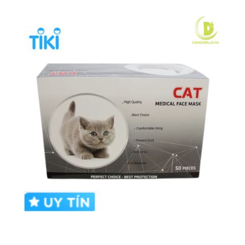 Khẩu trang y tế CAT Xanh 4 lớp - Hộp 50 cái