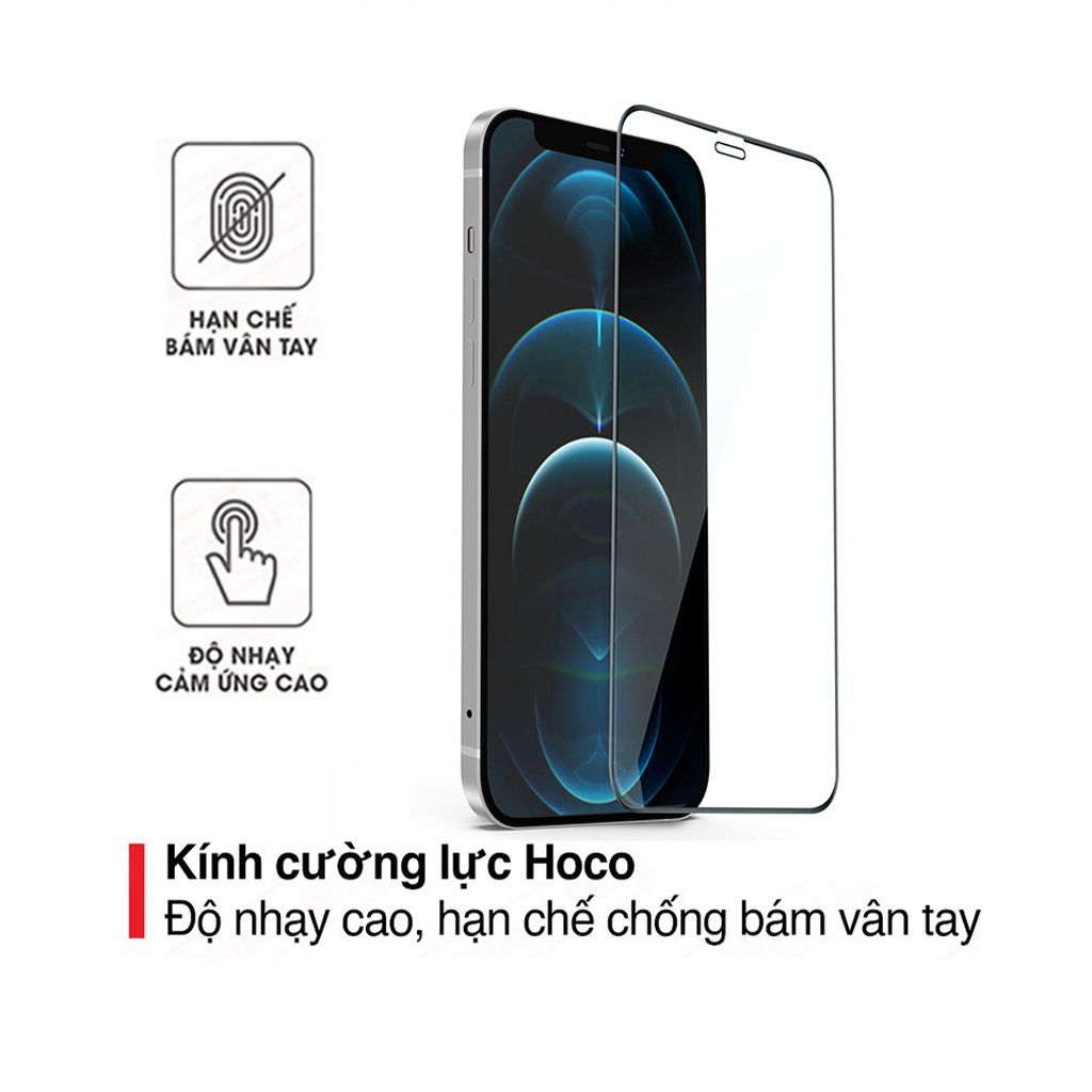 Kính cường lực Hoco G7 full màn hình chống bám vân tay, bảo vệ mắt cho iPhone 12 Pro Max - Hàng chính hãng