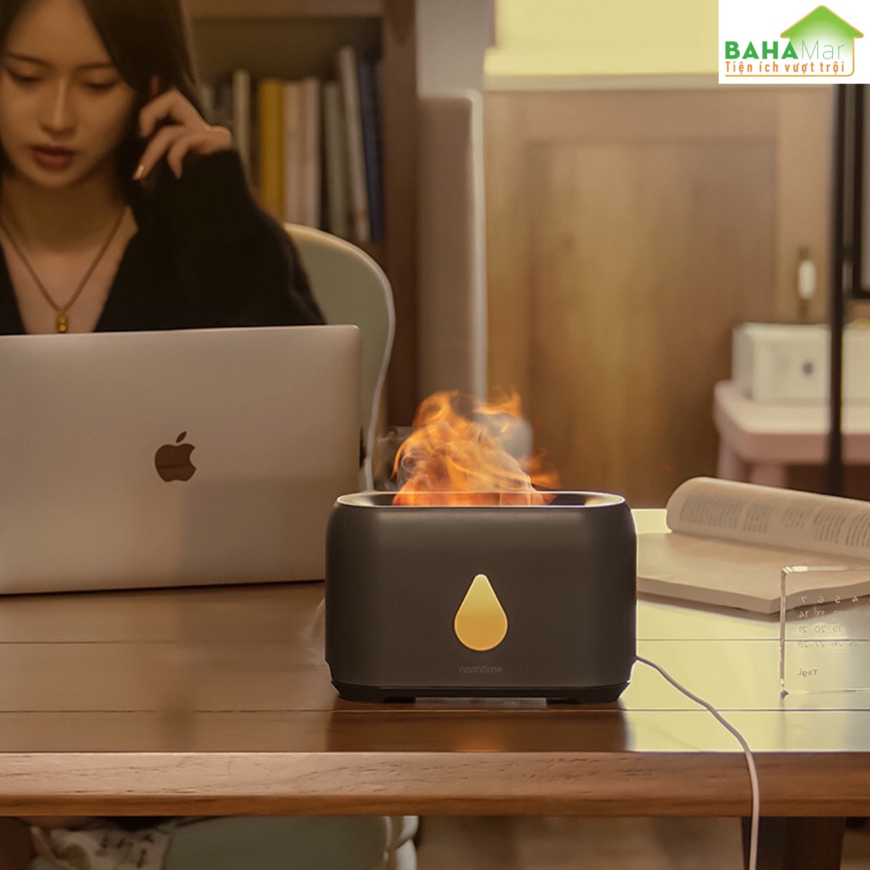MÁY PHUN SƯƠNG TẠO ẨM MÔ PHỎNG NGỌN LỬA 3D ĐÈN LED - KHUẾCH TÁN TINH DẦU "BAHAMAR"