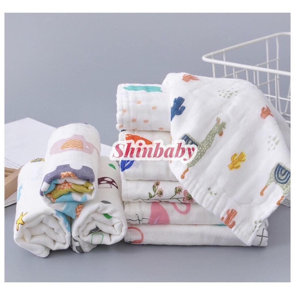 Set 5 Khăn sữa cho bé xô muslin 4 lớp cao cấp sợi vải hữu cơ tự nhiên mềm mại siêu thấm hút an toàn với làn da bé