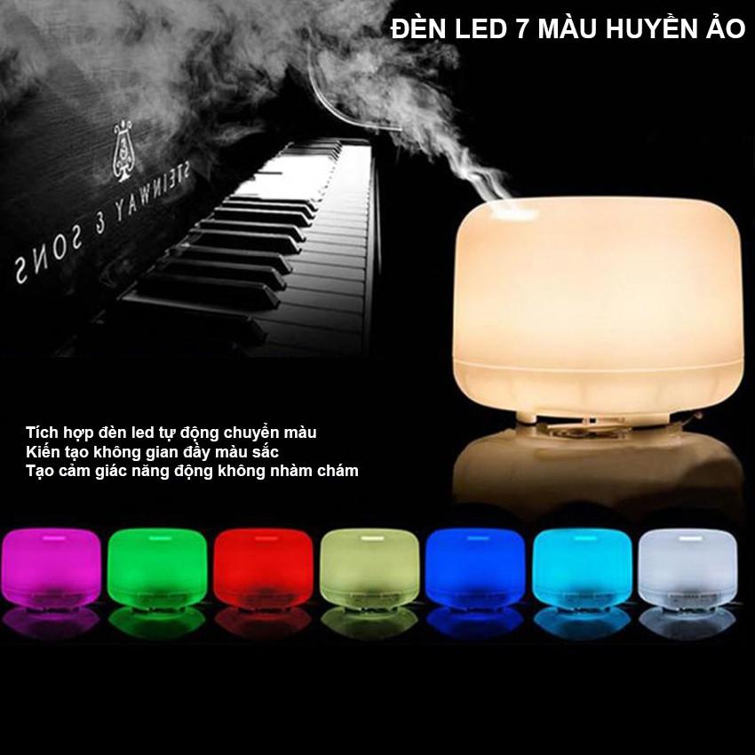 Máy xông tinh dầu hình trụ loại lớn 500ml và 300ml nhựa ABS có đèn led 7 màu Aroma Diffuser - Venado