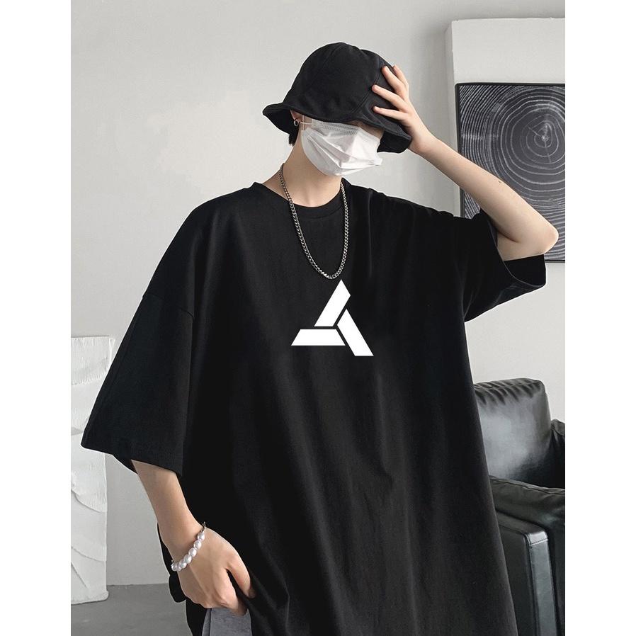 Áo thun unisex nam nữ tay lỡ form rộng tam giác chéo vải dày mịn 2022T3416