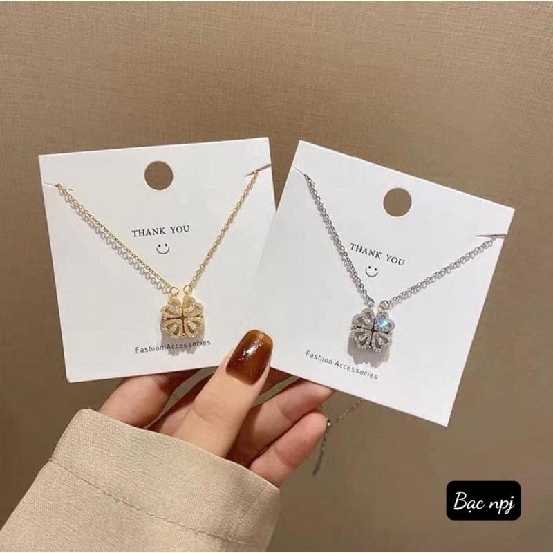 Dây chuyền cỏ 4 lá ghép ️ SIÊU HOT ️ đeo dc nhiều kiểu, vòng cổ nữ Bạc Ta- Bạc Npj