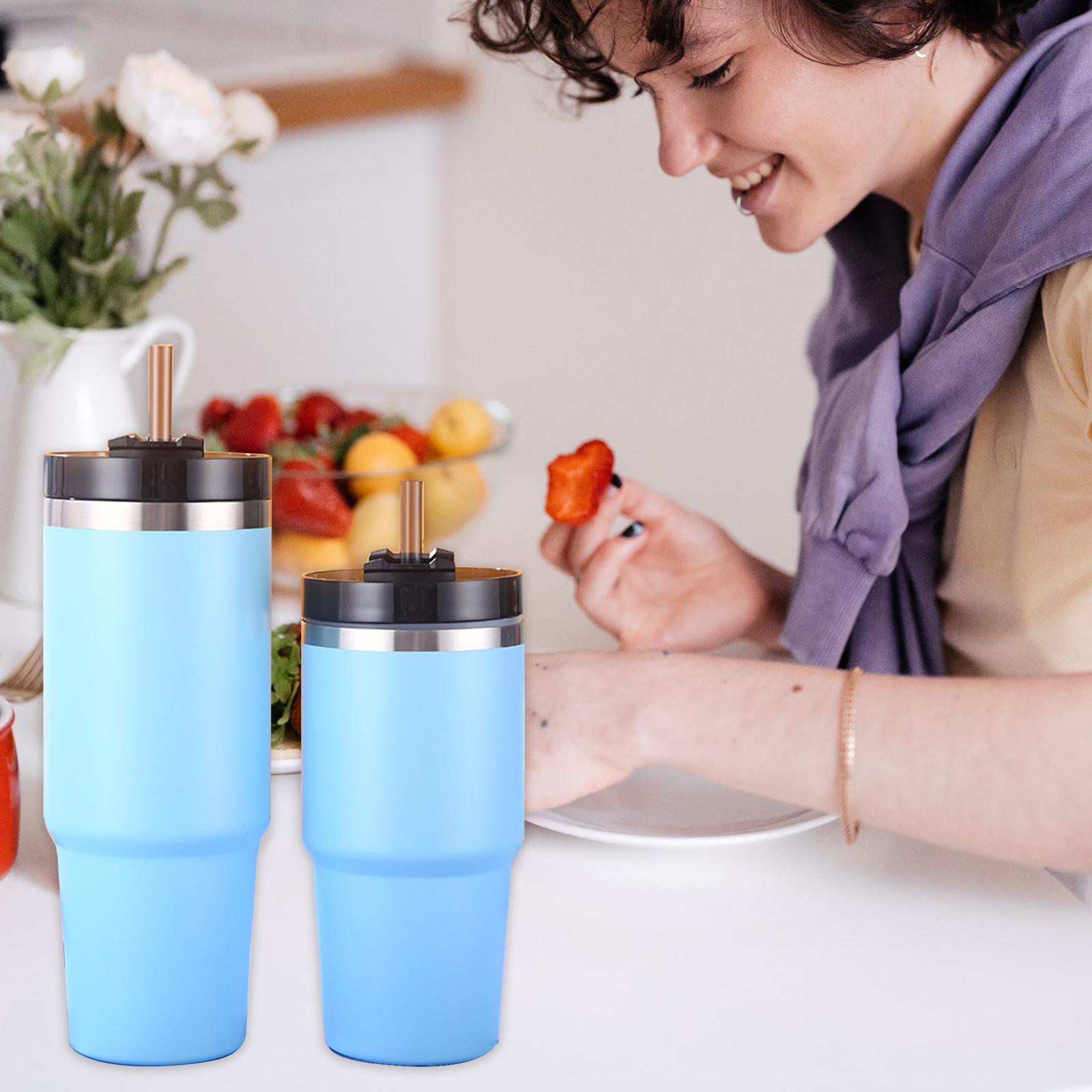 Bình Nước Bằng Thép Không Gỉ Cách Nhiệt Có Nắp Đậy Kèm Ống Hút