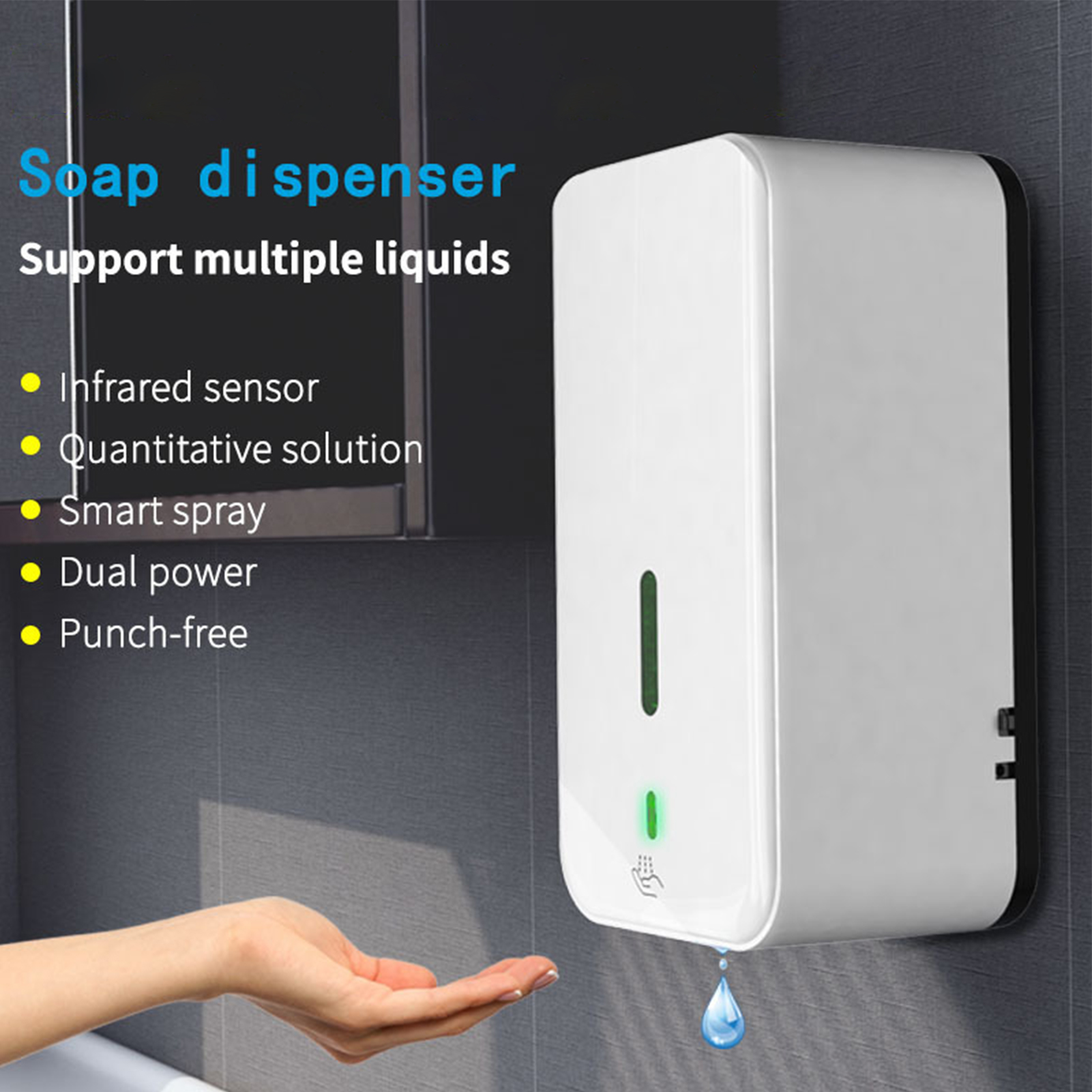Máy xịt xà phòng tự động 1500mL cảm ứng với cảm biến IR