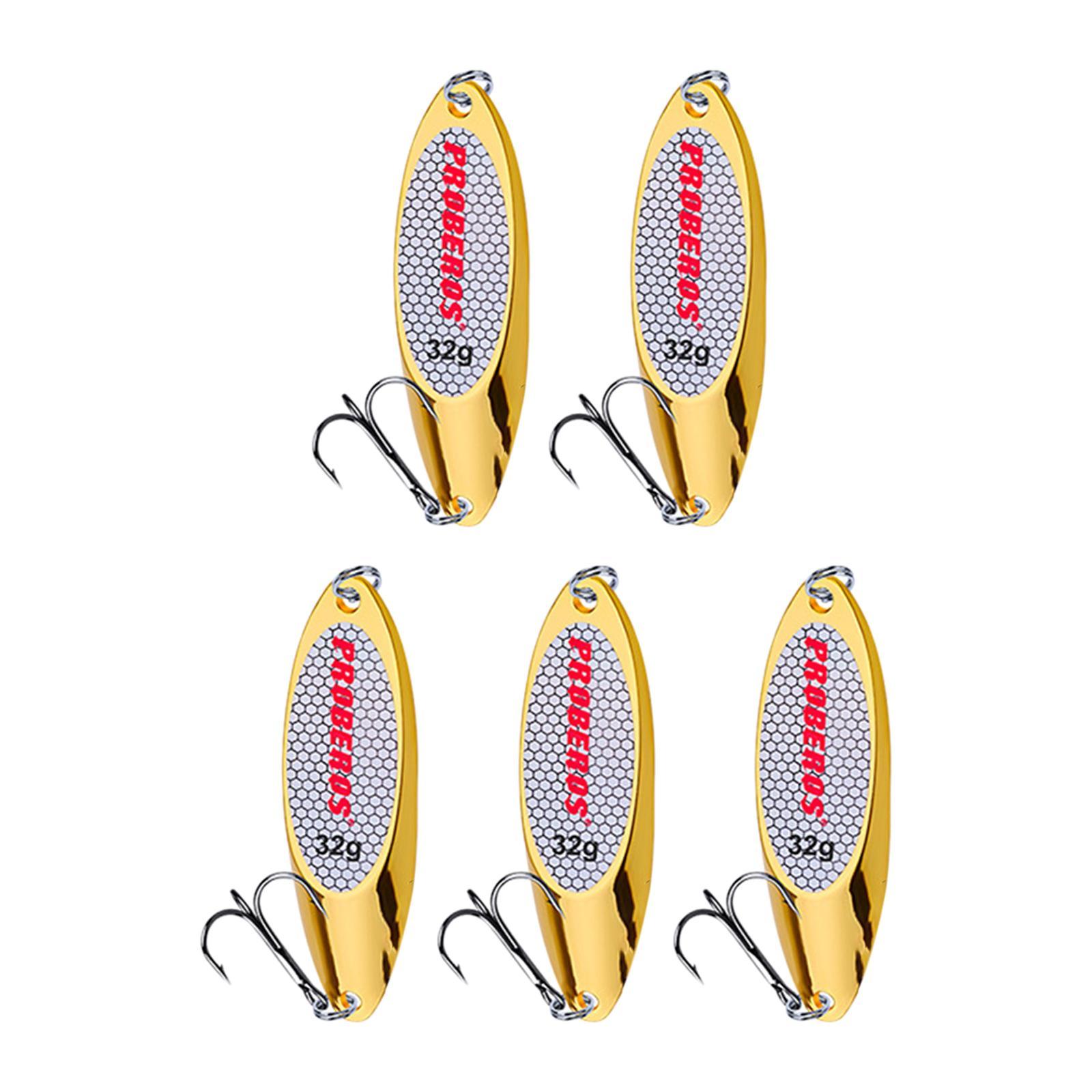 5x Fishing Spoons Lures Fishing Baits Saltwater with Hooks Bass Baits Fishing Lures for Salmon Bass Redfish Perch Fishing Accessories