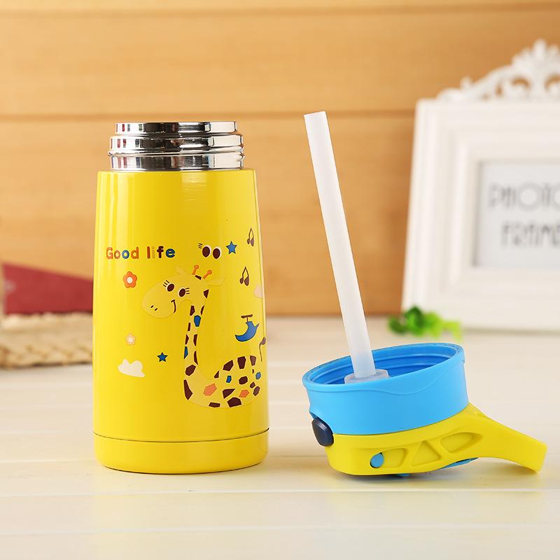 XINCHEN 400Ml Trẻ Em Inox Giữ Nhiệt Cốc Tập Uống Có Ống Hút Hình Hoạt Hình Chống Rò Rỉ Chân Không Trẻ Nhiệt Bình Thermocup