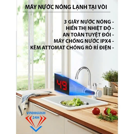 Máy Nước Nóng Trực Tiếp Gắn Chậu Rửa Bát – Nóng Lạnh Ngay Tại Vòi, Tiện Lợi & Chất Lượng Tốt Nhất