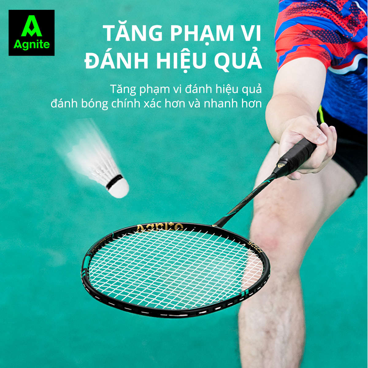 Bộ 2 vợt cầu lông cao cấp Agnite, chất liệu hợp kim nhôm carbon siêu bền nhẹ tặng kèm 3 quà tặng - F2126