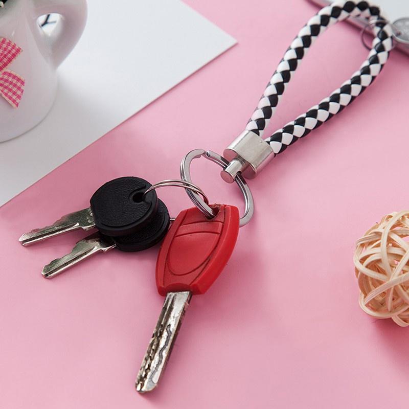 Móc khóa da nhỏ có vòng gắn trang trí túi xách xinh xắn