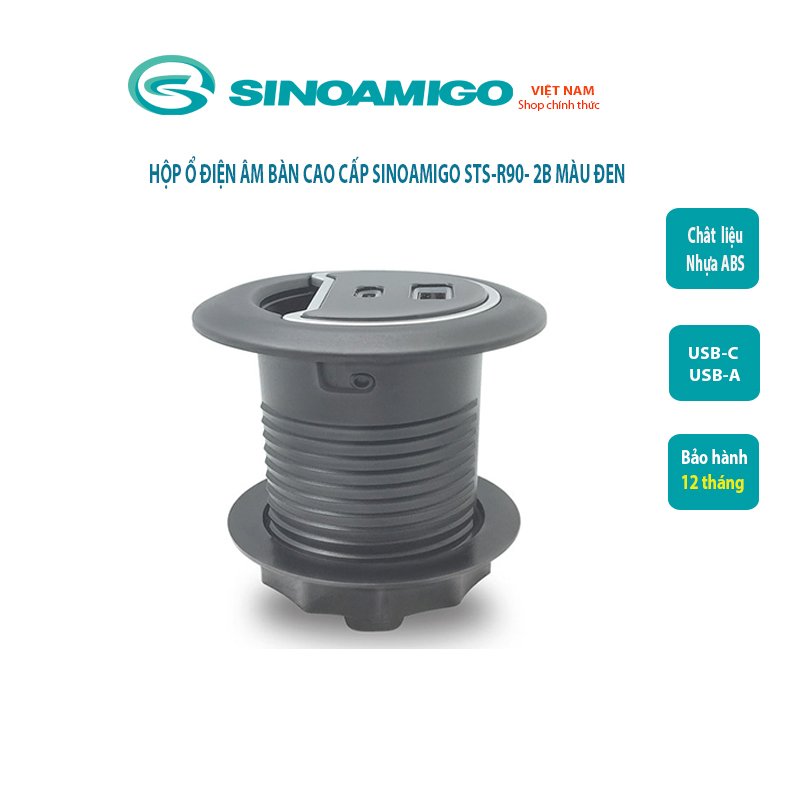 Ổ cắm USB âm bàn Sinoamigo STC-1W/C20, hai màu đen trắng - Hàng chính hãng