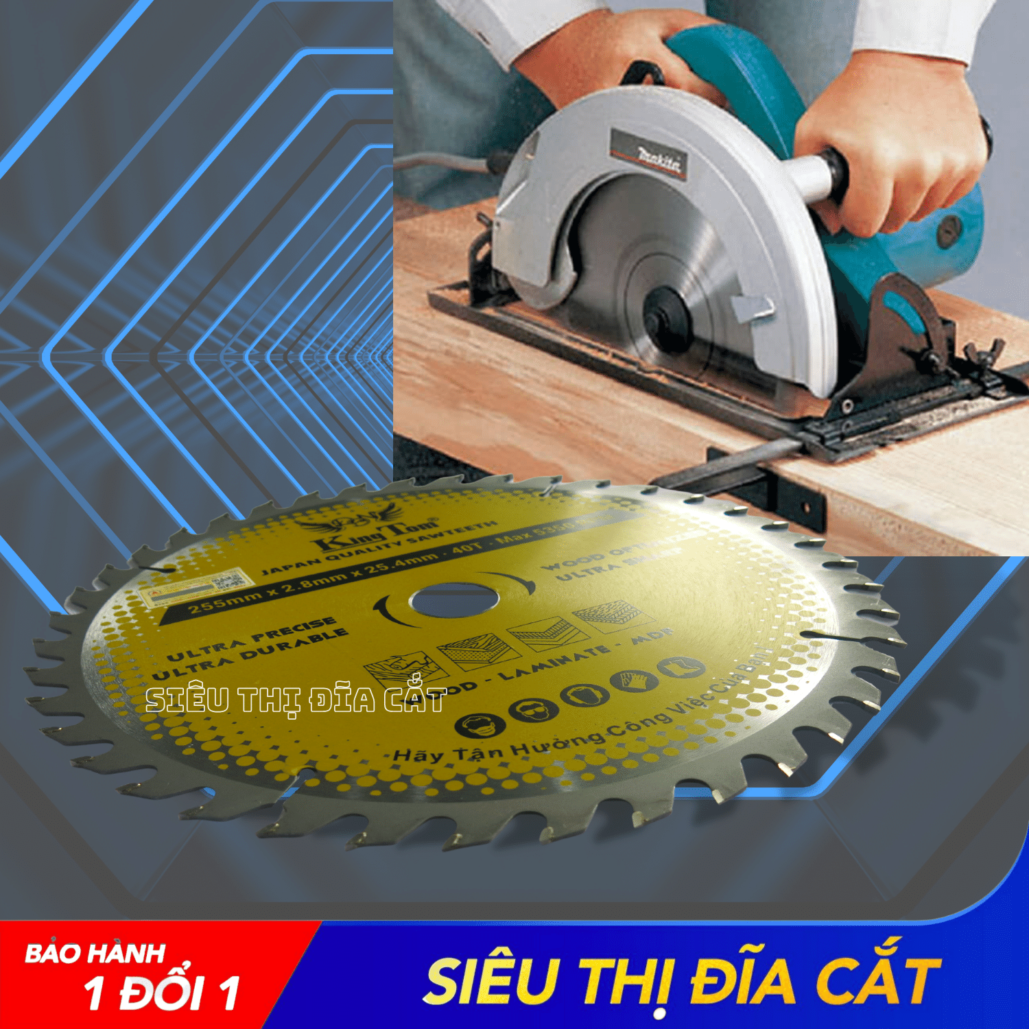 LƯỠI CƯA - LƯỠI CẮT GỖ 255-40 RĂNG KINGTOM VÀNG – CHẤT LƯỢNG VÔ ĐỊCH PHÂN KHÚC GIÁ RẺ!