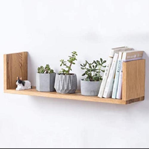 kệ trang trí phòng khách hình chữ U gỗ thông tự nhiên kích thước 60x13x5 cm