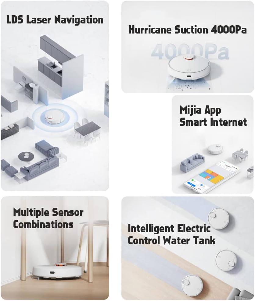 Robot Hút Bụi Lau Nhà Xiaomi Mijia 3C Kết Nối App Mihome Diện Tích Sử Dụng 120m2 Công Suất 45 W - Hàng Nhập Khẩu