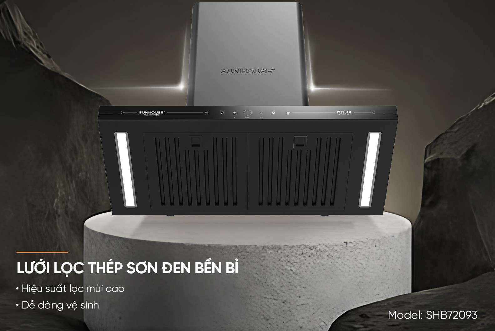 Máy hút mùi chữ T Sunhouse SHB72093, Công suất 220W, Công suất hút 1400m3/h,Công nghệ Ultra-Quiet độ ồn thấp, Điều khiển cảm biến thông minh, Chế độ Booster hút cực mạnh, Bảo hành 36 tháng tại nhà - Hàng chính hãng