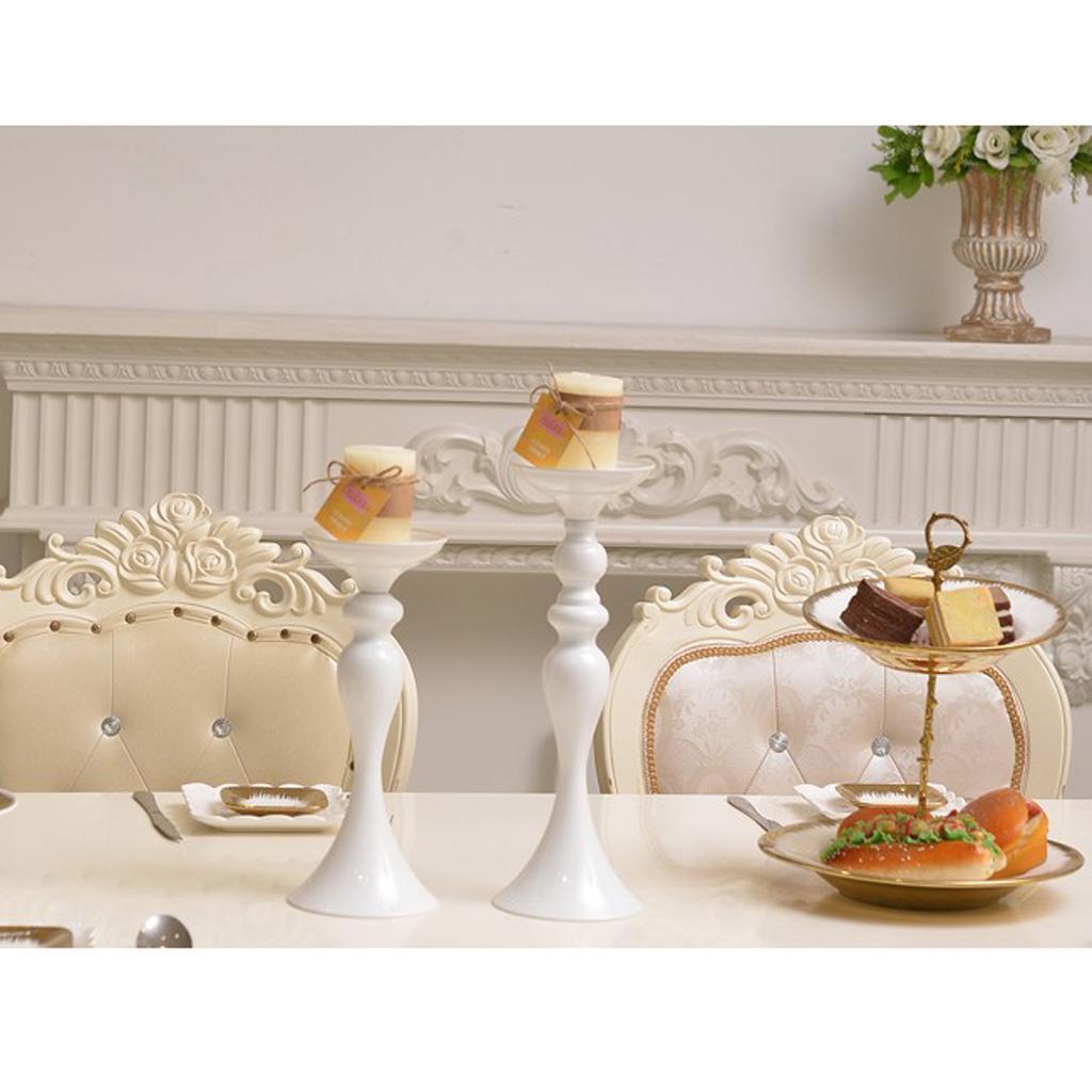 2 Pcs Long Stand Metal Candle Tea Light Holder Candlestick Flower Vase