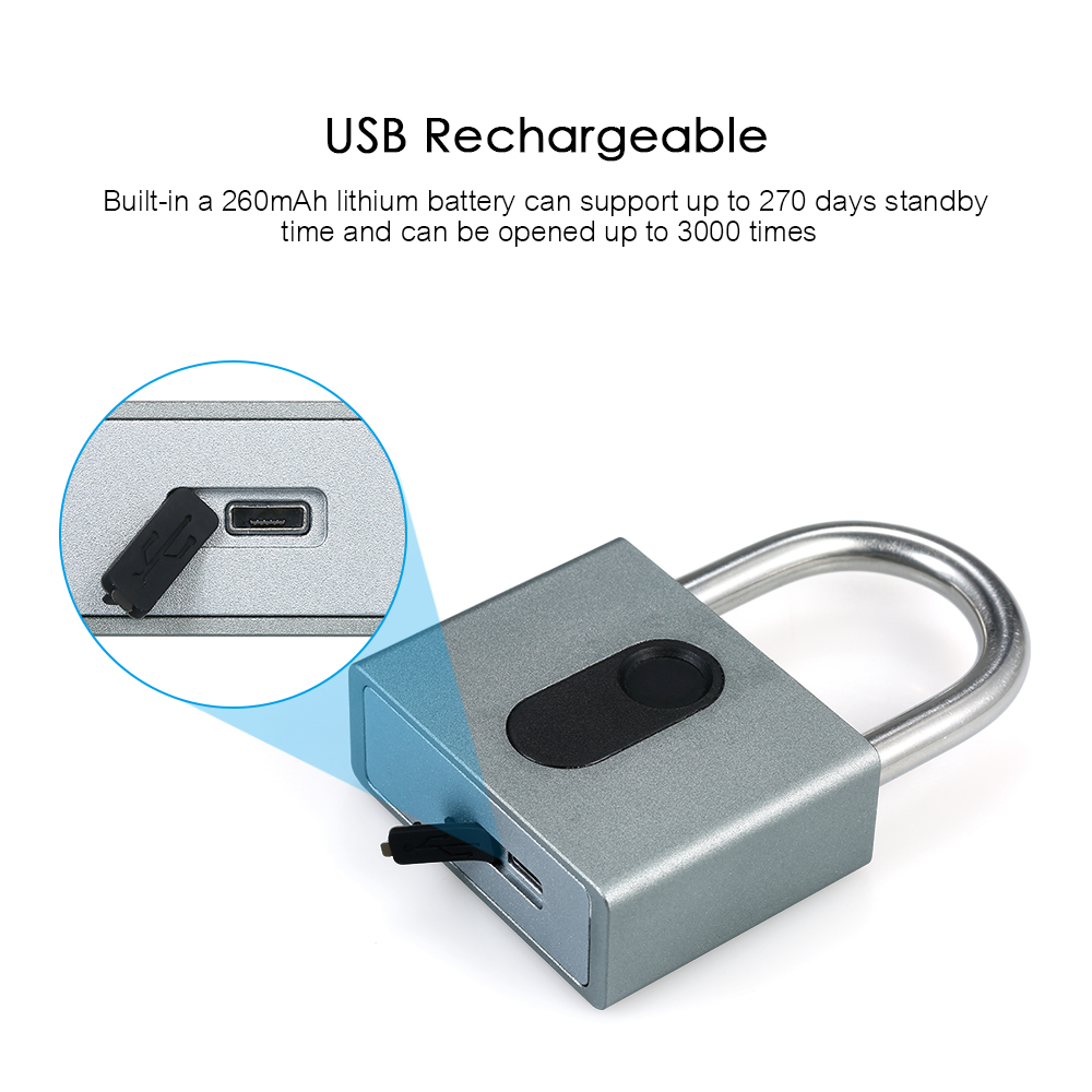 Khóa vân tay thông minh USB Có thể sạc lại, lưu trữ 20 dấu vân tay
