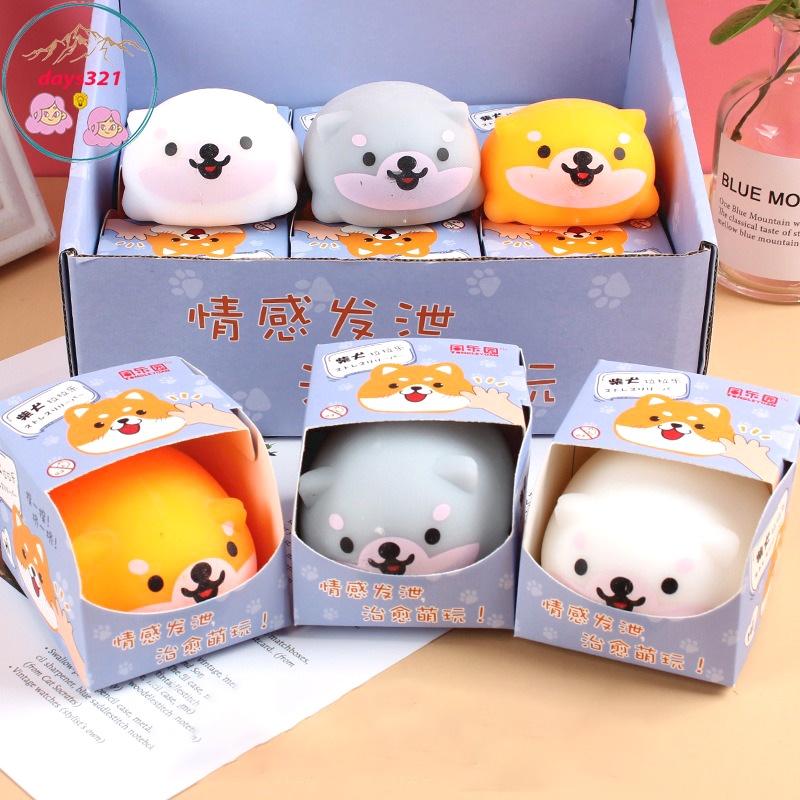 Squishy Mochi hình CHÓ SHIBA 3 màu đồ chơi bóp tay mềm mịn dễ thương chân thực giảm stress co dãn đàn hồi ngộ