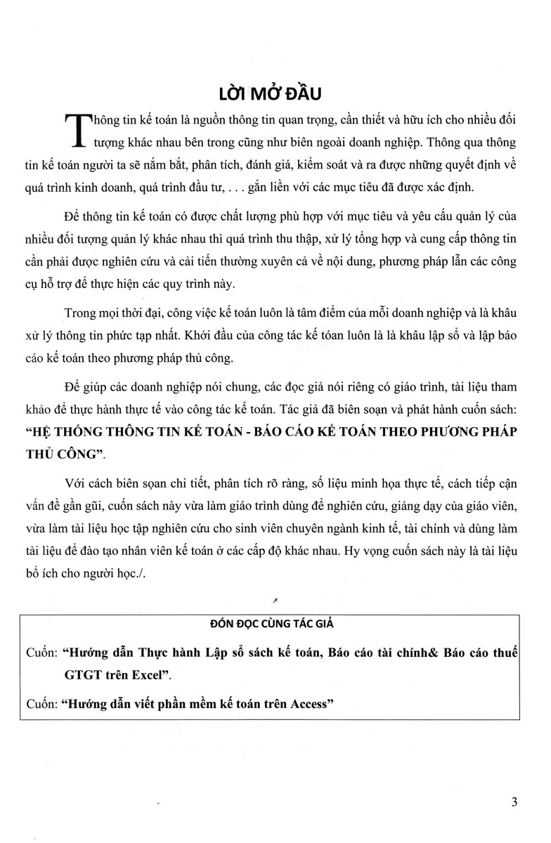 Hệ Thống Thông Tin Kế Toán - Báo Cáo Kế Toán Theo Phương Pháp Thủ Công - TS. Đặng Văn Sáng biên soạn