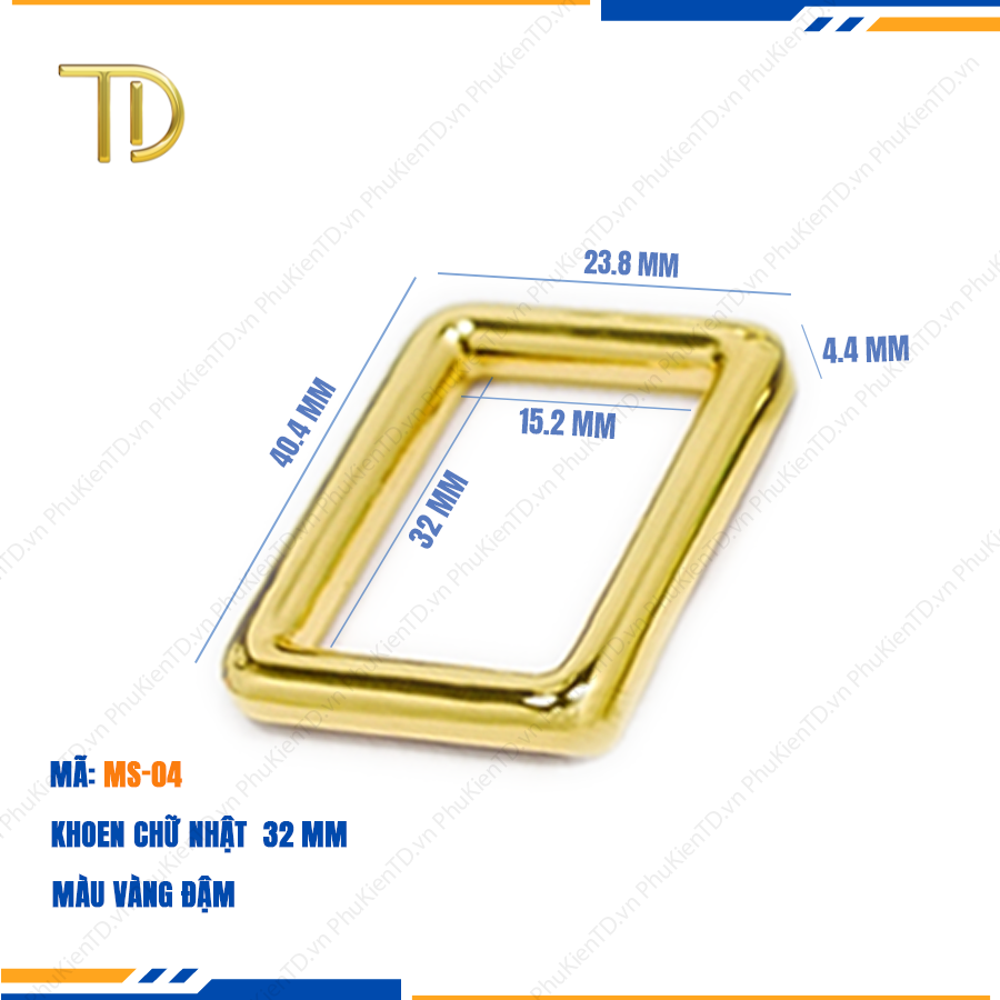 Khoen chữ nhật túi xách, khoen vuông túi xách 32mm cao cấp công nghệ mạ điện độ bền 5-8 năm