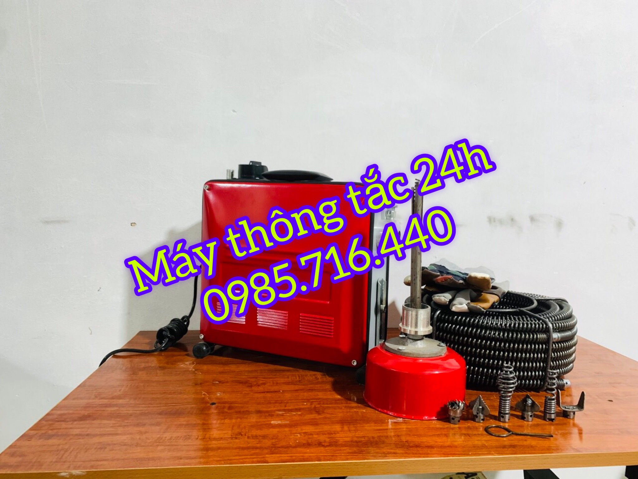 Máy thông tắc cống GQ 150-1800w ( 1 cuộn dây phi 16+ 6 đầu thông +1 con lu có sẵn 5m dây phi 8)