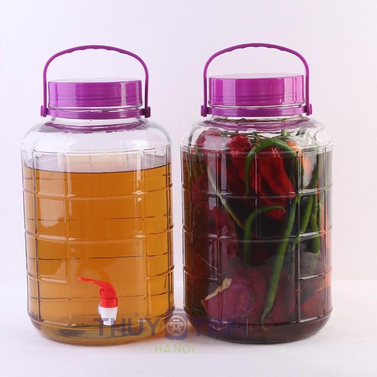 Bình Ngâm Rượu Thủy Tinh Nắp Tím Có Quai Xách Giá Rẻ Mã 2L và 3L