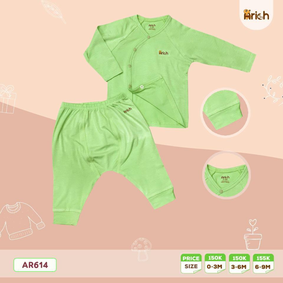 Dài tay cài lệch trơn 0-9M SỢI TRE Arich