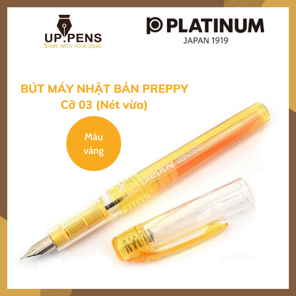 Bút máy Platinum Preppy - 0.3mm Five Nib - Màu vàng (Yellow)