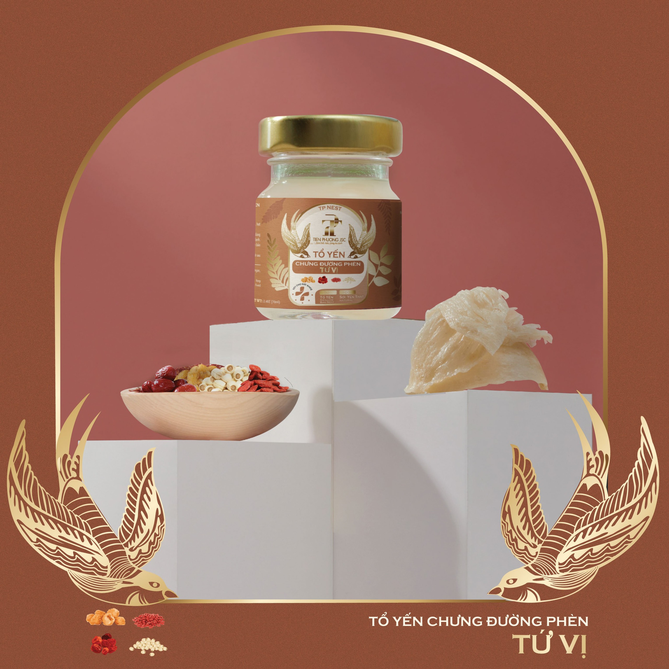 Tổ yến chưng đường phèn Tứ vị - Tiến Phương JSC (70 ml/hũ)