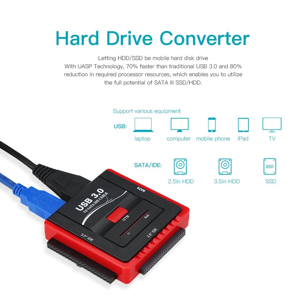 Bộ chuyển đổi ổ cứng USB 3.0 sang SATA / ID cho Đĩa cứng đa năng 2.5 / 3.5 HDD / SSD có nguồn điện