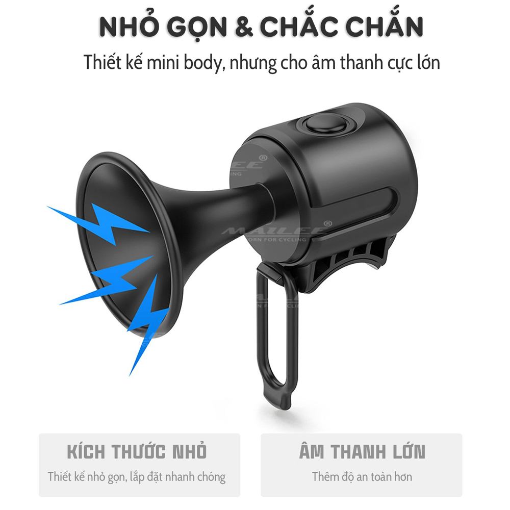 Còi xe đạp điện, chuông xe báo động mini EH2 nhỏ gọn, âm thanh 120dB (màu xanh) chống nước gắn trước ghi đông xe đạp (kèm sẵn pin Cr2032) Mai Lee