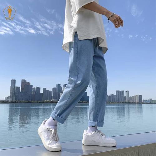 Quần jean nam, xanh, đen, xám, chất bò dáng xuông đứng TRAZ. Quần baggy nam, jeans, ống suông rộng Hottrend