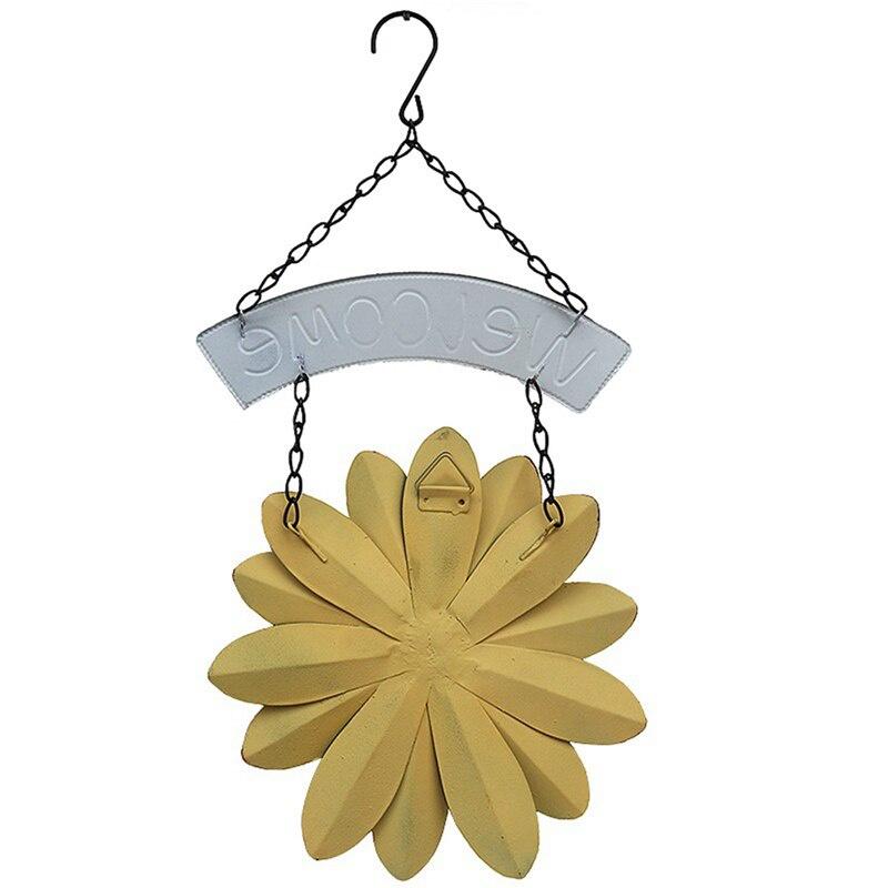Flower Welcome Sign Farmhouse Floral Hanging Sign Wreath for Front Door Window Decor