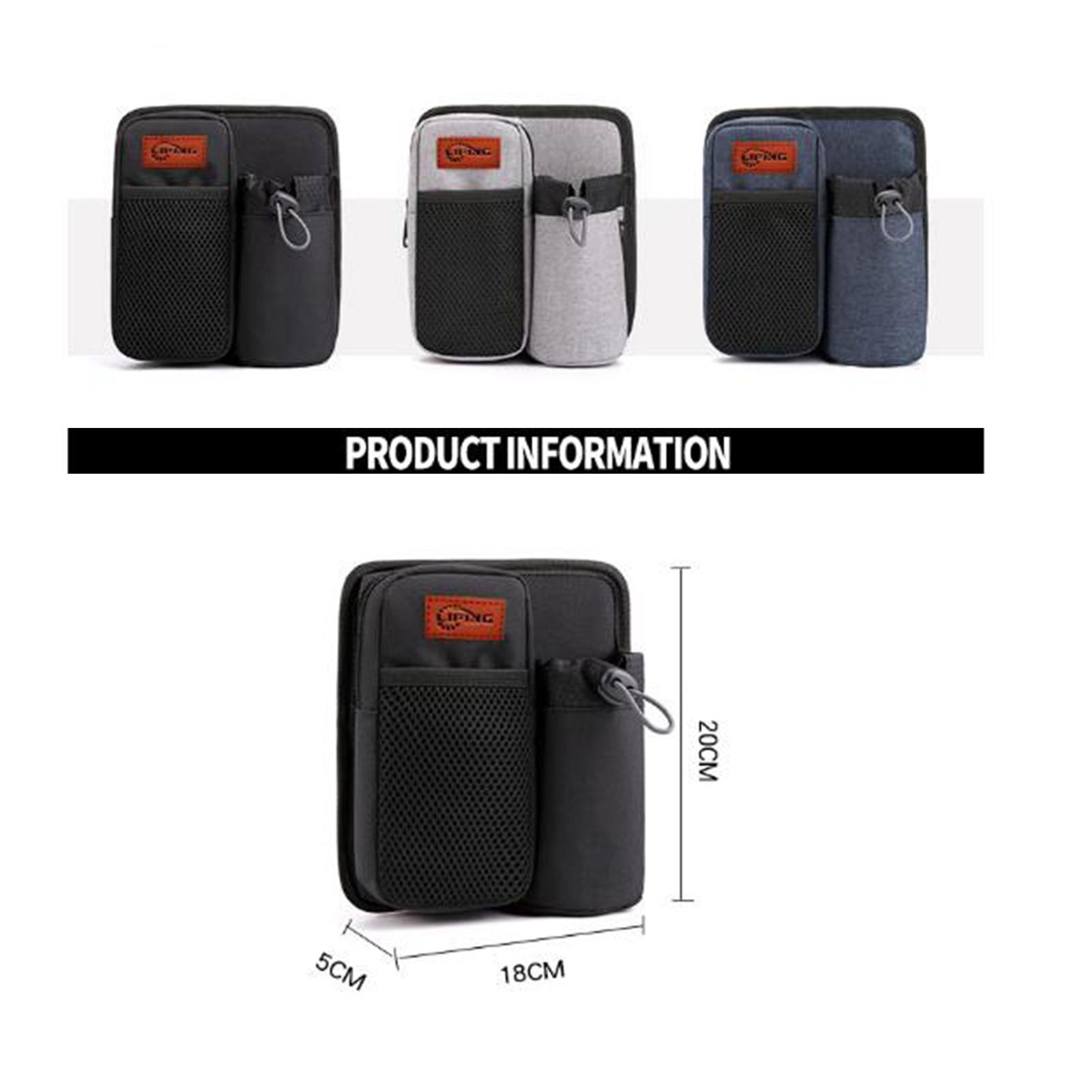 Front Bike Handlebar Bag Storage Phone Holder Bottle Drawstring Pouch Black