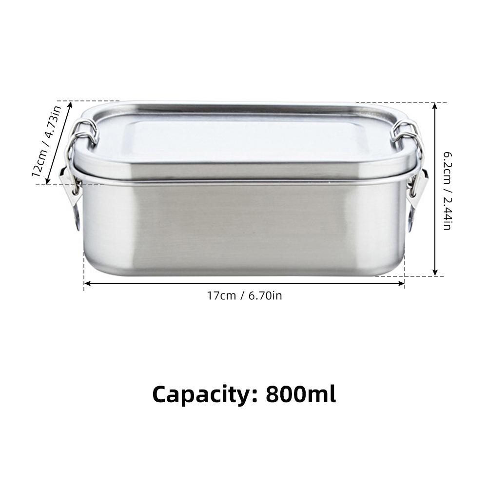Hộp Bento Kim Loại 800Ml Bằng Thép Không Gỉ 304 2 Ngăn Cho Trẻ Em Và Người Lớn