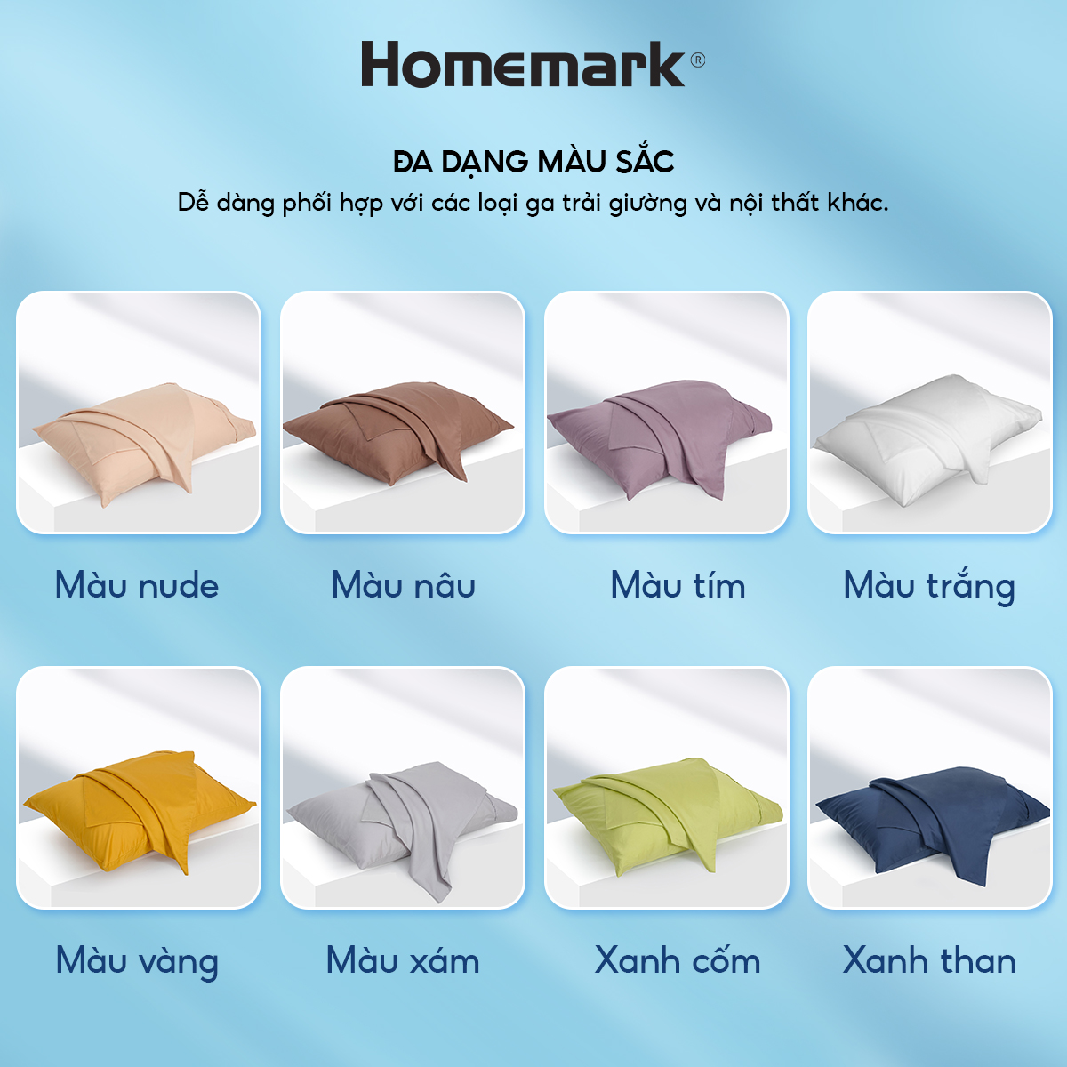 Vỏ Gối Cotton Sateen 100% Cao Cấp 50x70cm – Mềm Mại, Thoáng Khí, Chống Nhăn
