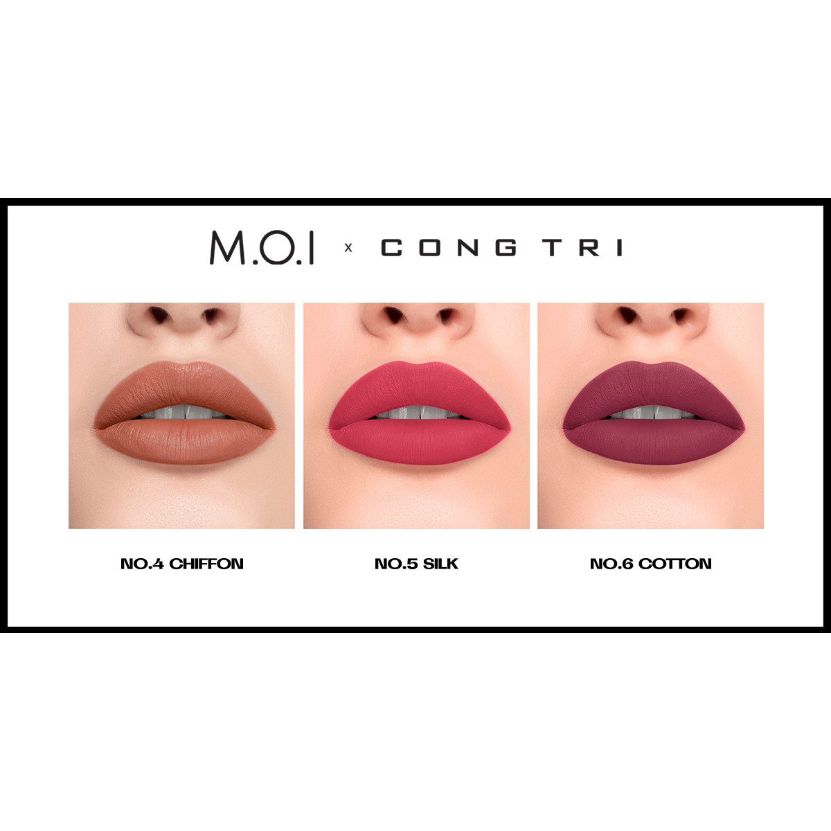 Set 3 Thỏi Son Môi M.O.I Hồ Ngọc Hà Son Thỏi Lì M.O.I x Công Trí (Tặng Túi)