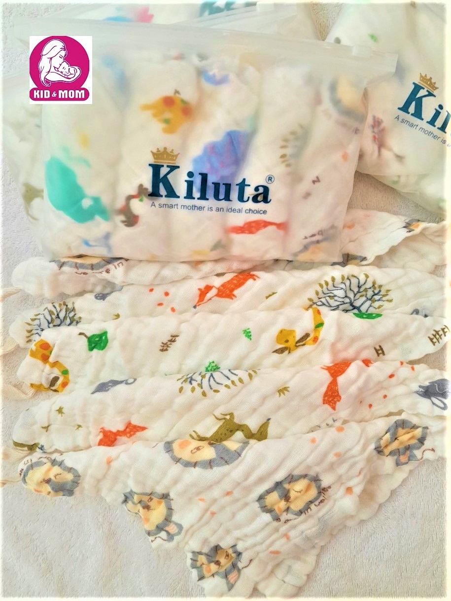 Set 5 Khăn Killuta mềm mịn chất đẹp bo viền (30*30cm) Kèm Túi Zip